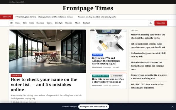News Portal website design